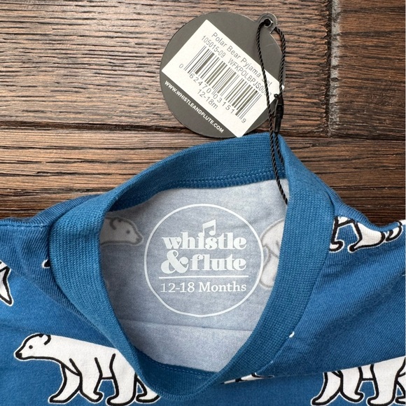 Whistle and Flute Blue Polar Bear Kids Pajamas - Picture 3 of 8